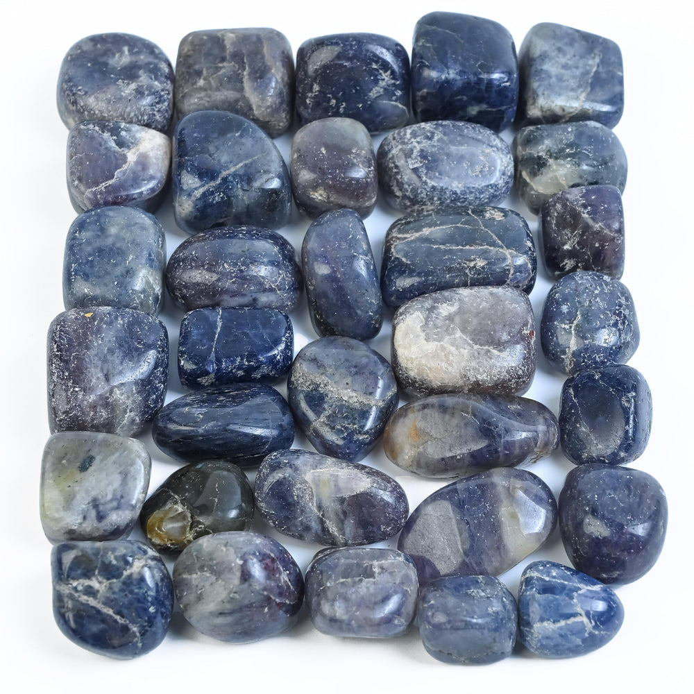 Crocon iolite tumbled stones 1lb close-up shine for meditation and home decor