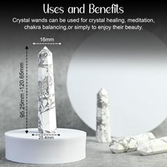 Crocon large Howlite wand close-up shows hand-selected points for meditation.