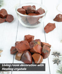 Crocon Red Jasper crystals used in Reiki grids and home decor.