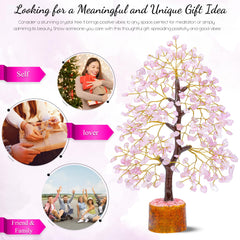 Crocon Rose Quartz Tree highlighting energy and balance for home or office.