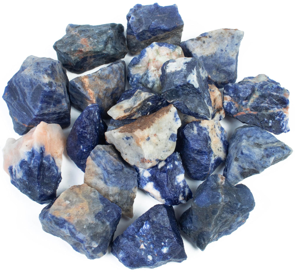 Crocon sodalite rough bundle closeup for meditation focus and chakra work.
