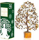 Crocon Tiger Eye Crystal Tree of Life bonsai with warm stones for positive energy