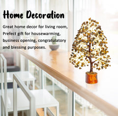 Crocon Tiger Eye Money Tree wooden stand showing craftsmanship