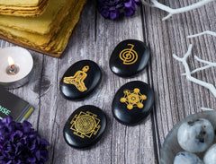 Crocon stone featuring yantra engraving for mindful energy work.
