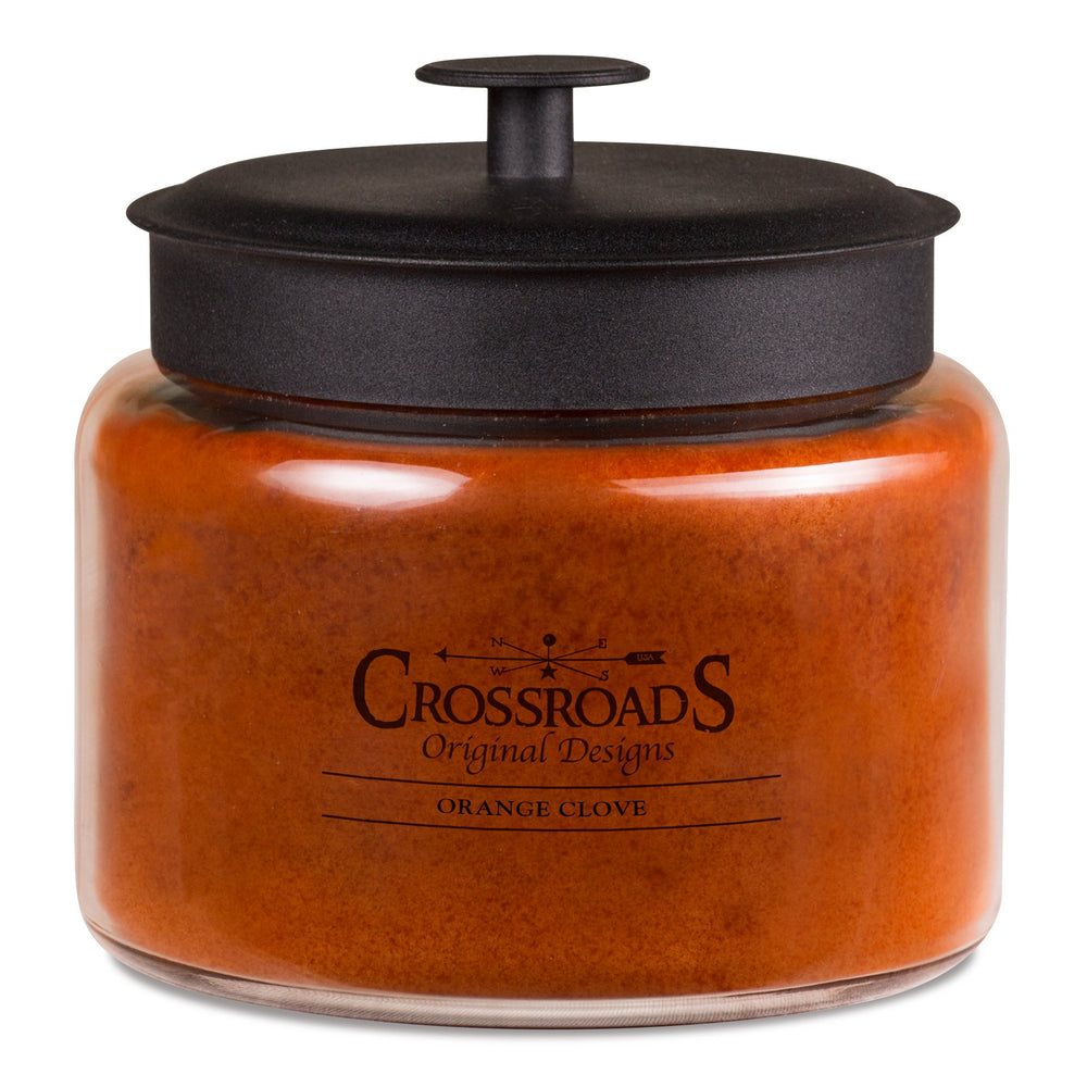 Crossroads Orange Clove scented candle with four wicks for clean burn and warm aroma