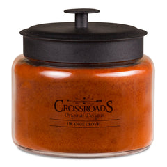 Crossroads Orange Clove scented candle with four wicks for clean burn and warm aroma