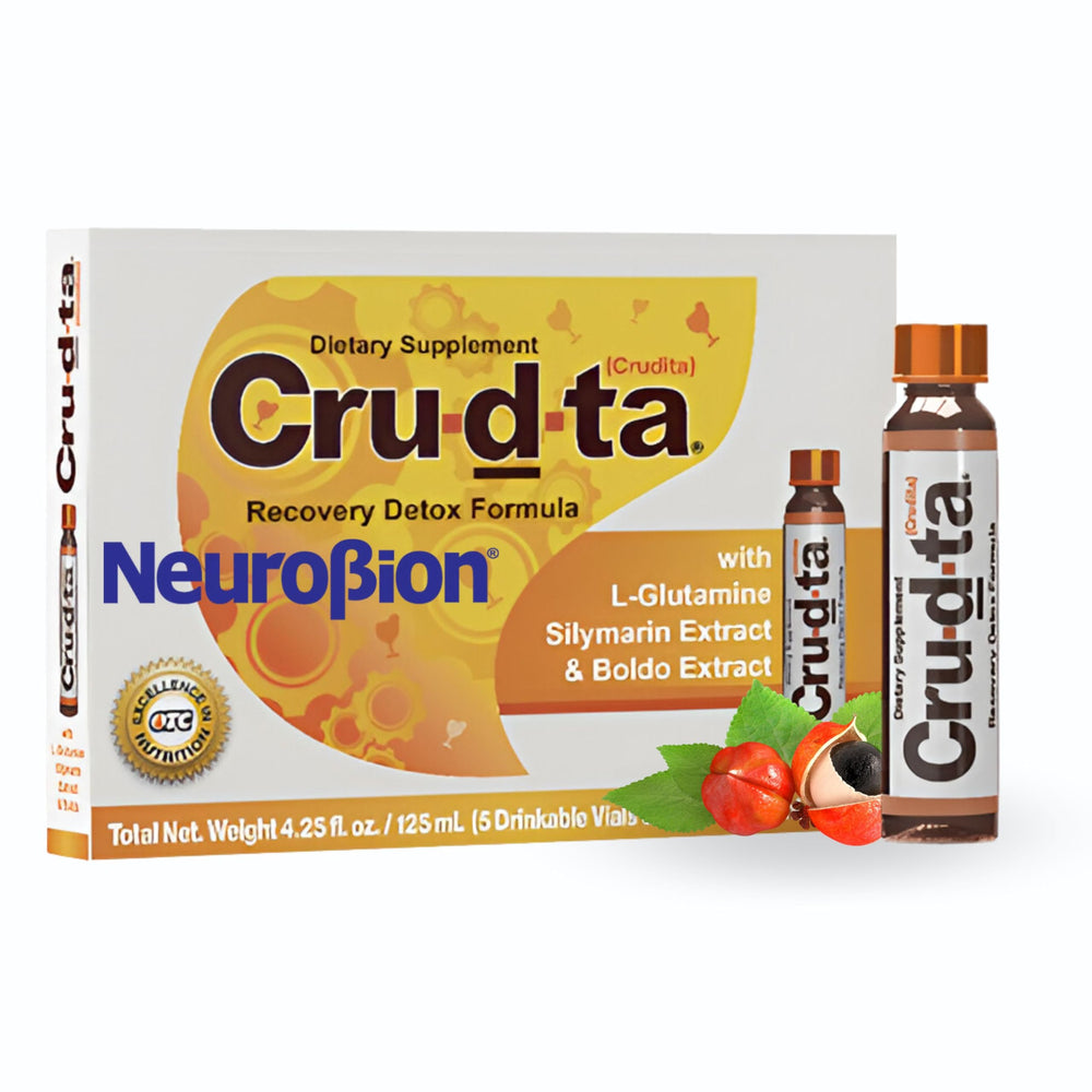 Cru-d-ta Crudta Recovery Detox vials in a bottle for easy daily use