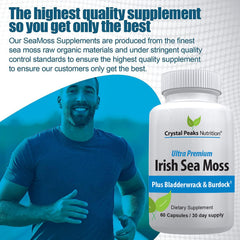 Close-up of Crystal Peaks sea moss capsules for easy daily use