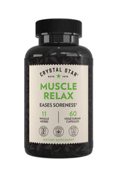 Crystal Star Muscle Relax bottle highlighting herbal blend for post-workout comfort