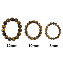 Close-up of tiger eye beads on CrystalHouzz bracelet highlighting natural grain and texture
