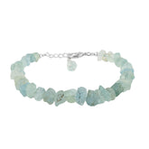 CRYSTALINES raw aquamarine bracelet on an 8-inch chain showing natural color for everyday wear
