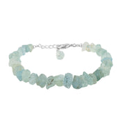 CRYSTALINES raw aquamarine bracelet on an 8-inch chain showing natural color for everyday wear