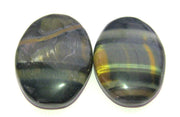 CRYSTALMIRACLE Blue Tiger's Eye Worry Stone set of 2 for calm focus during meditation