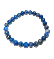 CRYSTALMIRACLE lapis lazuli bracelet beads close-up for balanced expression and calm focus.