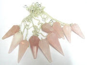 CRYSTALMIRACLE rose quartz cone pendulums for chakra alignment and meditation