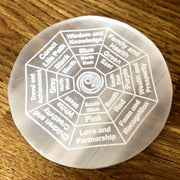 CRYSTALMIRACLE selenite round etched charging plate for grounding energy during meditation