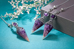 CrystalTears amethyst pendulum chain nine inches for precise dowsing