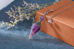 CrystalTears amethyst crystal chips pendulum for crystal healing and balance