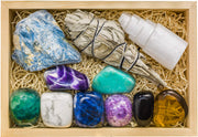 Crystalya calming sleep crystals in a gift box for tranquil space decoration.