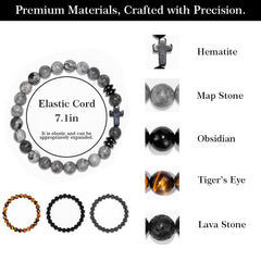 Crystery map stone bracelet shows unique natural patterns.
