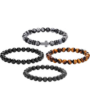 Crystery four-piece natural stone bracelet set, ideal gift option.