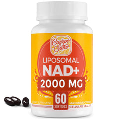Cuerpo Sano NAD-2000mg bottle highlighting liposomal formula for daily vitality.