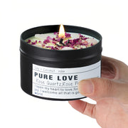 CULACEE crystal candle 8oz tin glows softly for a calming mood.