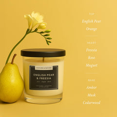 Culture & Nature candle wick close-up highlights eco-friendly cotton wick for easy lighting.