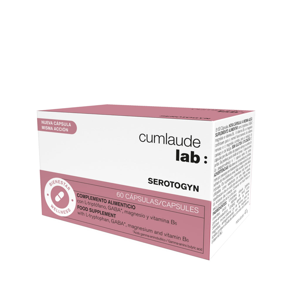 Cumlaude Serotogyn 60 capsules bottle front, may support nervous system function.