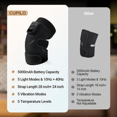 CuPiLo cordless 5000mAh battery powers the knee massager on the go.