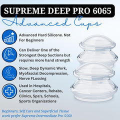 Cupping Warehouse Advanced Hard Supreme 6065 cups with clear visibility to assess tissue response.