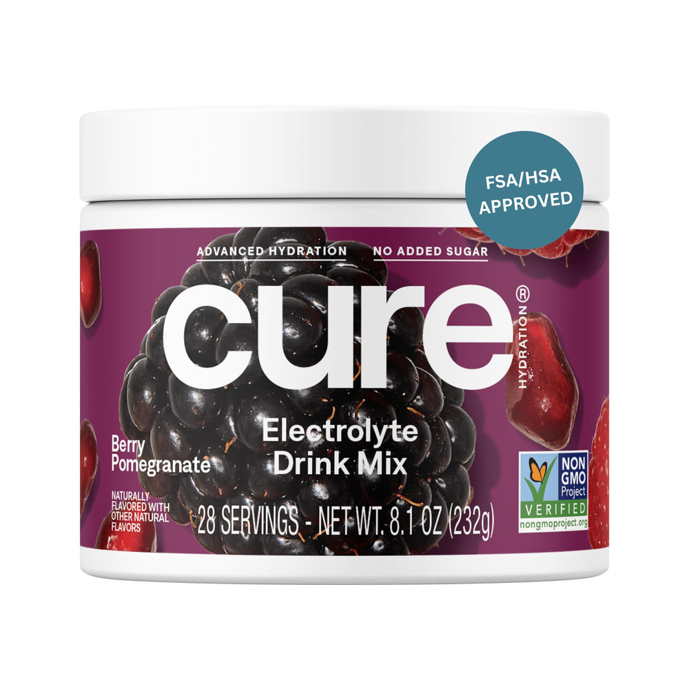 Cure Hydration Berry Pomegranate jar with plant-based electrolytes for daily hydration