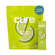 Cure Hydration lime packet closeup for quick on-the-go hydration.