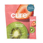 Cure Hydration strawberry kiwi packet — convenient plant-based electrolytes for on-the-go hydration.