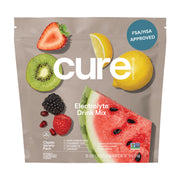 Cure Hydration variety-pack display showing assorted packets for daily hydration.