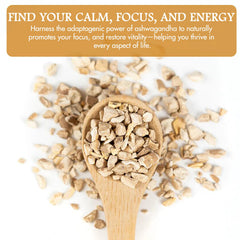 Cure Wid Pure ashwagandha root processed in cGMP facilities.