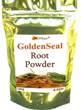 CurEase Goldenseal Root Powder bag shows 120 g for a daily wellness routine.