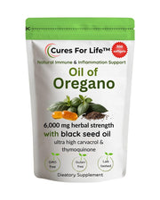 Cures For Life Oil of Oregano Softgels bottle front for daily immune support and gut health