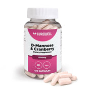 CUREWELL D-Mannose Cranberry bottle front supports urinary health