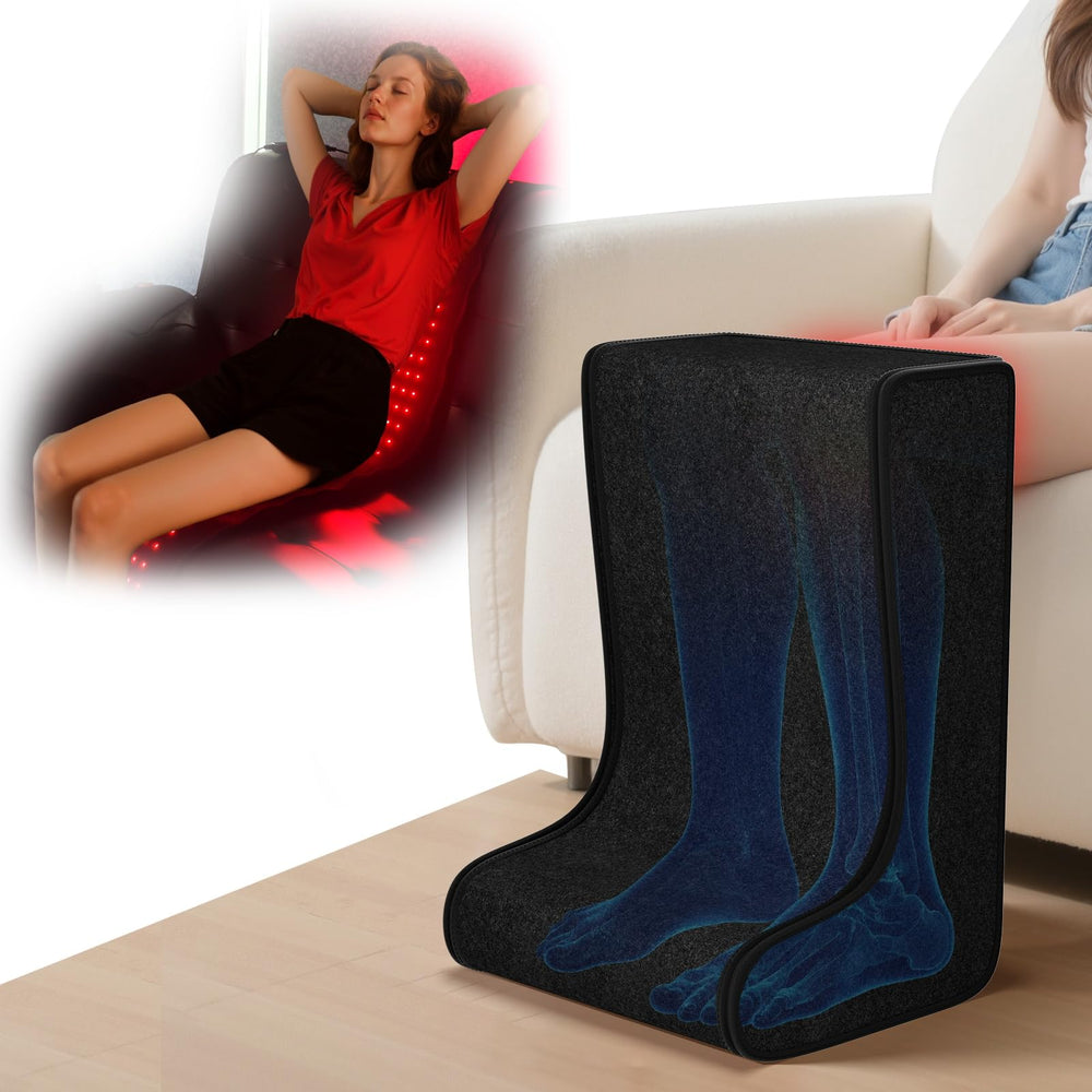 Cutiskrave foot therapy device delivering targeted red light for foot relief and leg comfort.