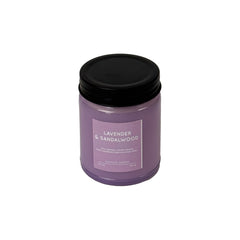CW Studio Lavender & Sandalwood candle in color glass jar for calm evenings.