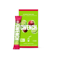 CWENCH Hydration Cherry Lime single-serve packet for quick refreshment.