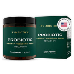 CYMBIOTIKA probiotic bottle for daily gut support and ease of use.