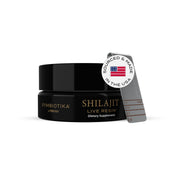 CYMBIOTIKA Pure Himalayan Shilajit resin bottle front, premium mineral blend for daily energy.