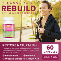 Cyrixs Health Candida Complex usage guide showing capsule and directions.