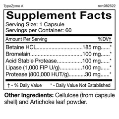 D'Adamo TypeZyme label close-up highlighting blood type-specific digestive support.