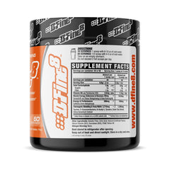 D-Fine8 powder close-up highlights texture and rapid mixing for a smooth shake.