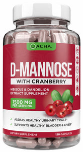DACHA Natural D-Mannose bottle shown for daily bladder support potential.