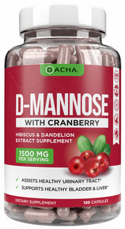 DACHA Natural D-Mannose bottle shown for daily bladder support potential.