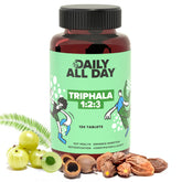 Daily All Day Triphala tablets bottle front shows 120 count for digestive support